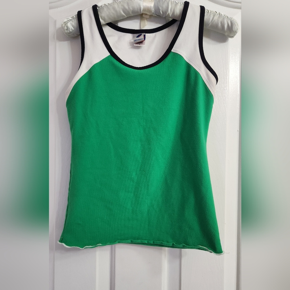 Vibrant Green and White Sports Tank Top
